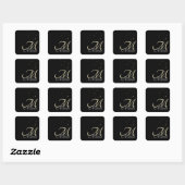 Vals Relief Monogram en Gouden Confetti Vierkante Sticker (Vel)