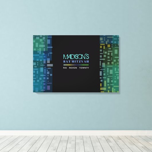 VALS STARS & SQUARES Bat Mitzvah Sign In Board Canvas Afdruk (Insitu (Houten vloer))