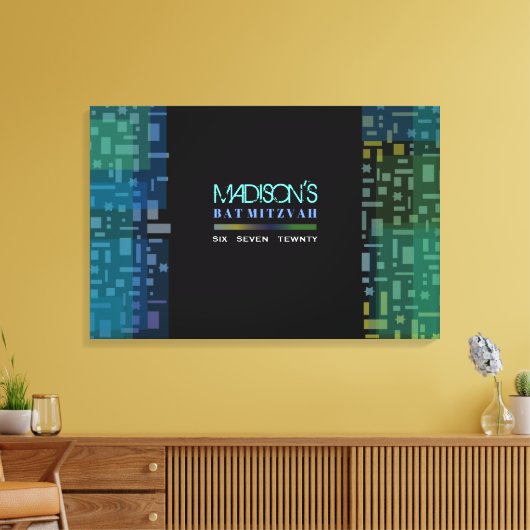 VALS STARS & SQUARES Bat Mitzvah Sign In Board Canvas Afdruk (Insitu (Woonkamer))