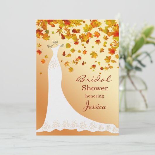 Valsbladeren, bruiloft Vrijgezellenfeest uitnodige Kaart (Staand voorkant)