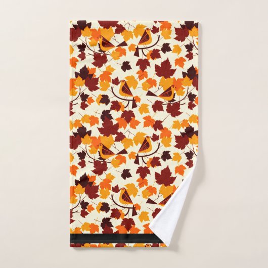 Valsbladeren en vogels bad handdoek (Handdoek)