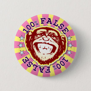 Valse 100% Funny Monkey Badge Ronde Button 5,7 Cm