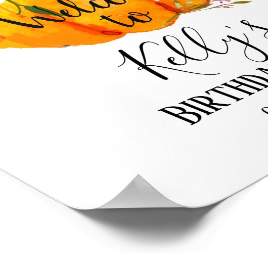 valse bloemen, herfstfeest, pompoen welkom bord poster (Hoek)