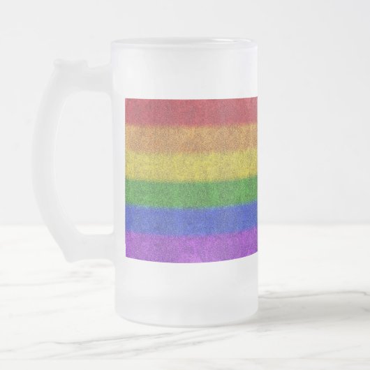 Valse regenbooggradiënt matglas bierpul (Links)
