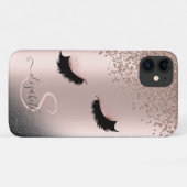 Valse Wimpers Zwart Glitter Diamanten Roze Goud Case-Mate iPhone Case (Achterkant (horizontaal))