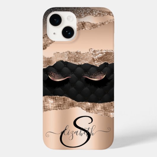 Valse Wimpers Zwart Roze Goud Glitter Case-Mate iPhone Case (Achterkant)