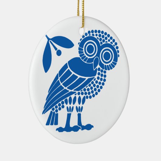 Valsymbool van gemeente Athene embleem owl bi Keramisch Ornament (Rechts)
