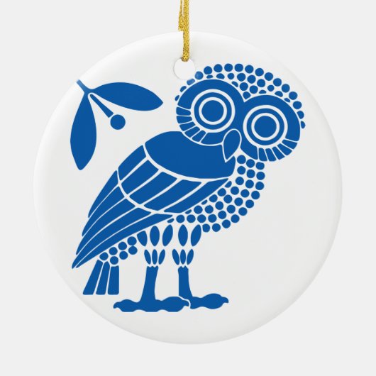 Valsymbool van gemeente Athene embleem owl bi Keramisch Ornament (Achterkant)
