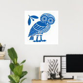 Valsymbool van gemeente Athene embleem owl bi Poster (Thuiskantoor)