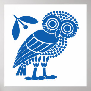 Valsymbool van gemeente Athene embleem owl bi Poster