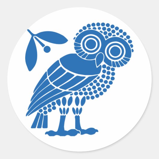 Valsymbool van gemeente Athene embleem owl bi Ronde Sticker (Voorkant)