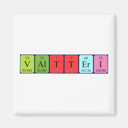 Valtteri periodieke lijstnaam magnet (Voorkant)