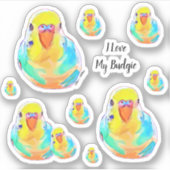 Value-pack Budgerigar Paraket I Love Budgie Bird Sticker (Voorkant)