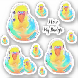 Value-pack Budgerigar Paraket I Love Budgie Bird Sticker