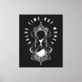 Value Time Not Money Hourglass Quote Canvas Afdruk (Voorkant)