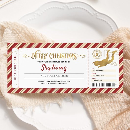Valuta cadeau kerst ticket parachutespringen kaart