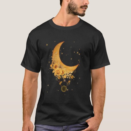 Valuta virtueel op de maan Spiritueel Graphic BTC T-shirt (Voorkant)