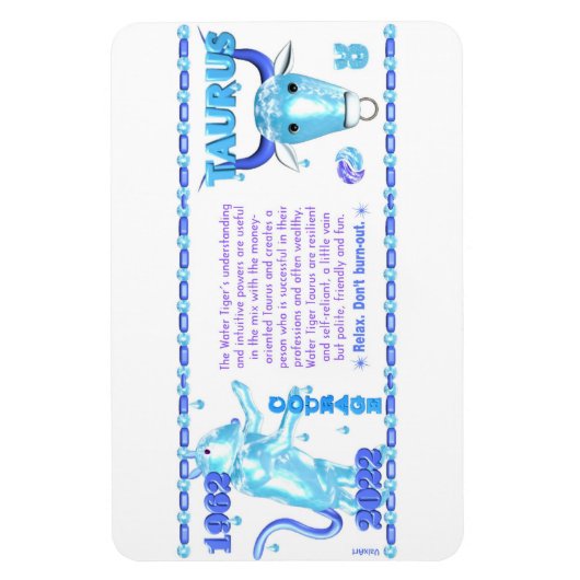 Valxart 1962 2022 WaterTiger zodiac Tautus Magneet (Verticaal)