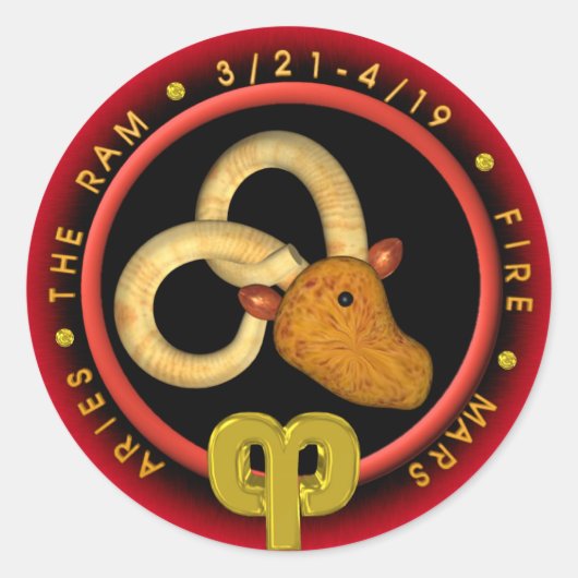 Valxart Aries zodiac logo Ronde Sticker (Voorkant)