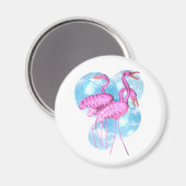 Valxart Drie Roze flamingo staan in water Magneet (Voorkant / Achterkant)
