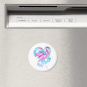 Valxart Drie Roze flamingo staan in water Magneet (Insitu (Vaatwasser))