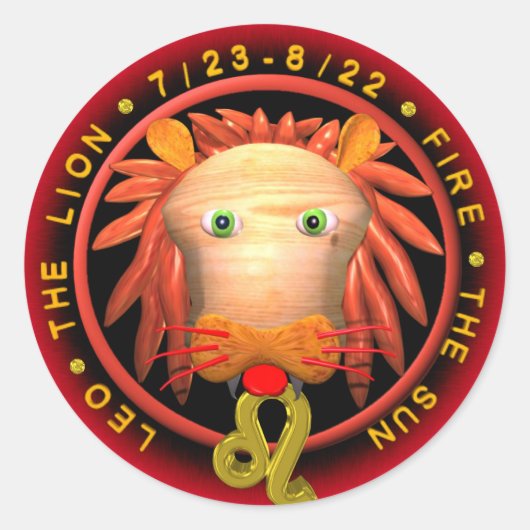 Valxart Leo zodiac Ronde Sticker (Voorkant)