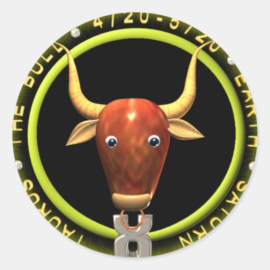 Valxart Taurus zodiac logo Ronde Sticker (Voorkant)