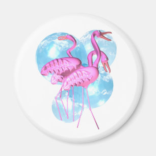 Valxart Three Roze flamingo in water Magneet