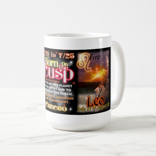 Valxart Zodiac Cusp of Cancer Leo Large 15 oz Mok (Voorkant rechts)