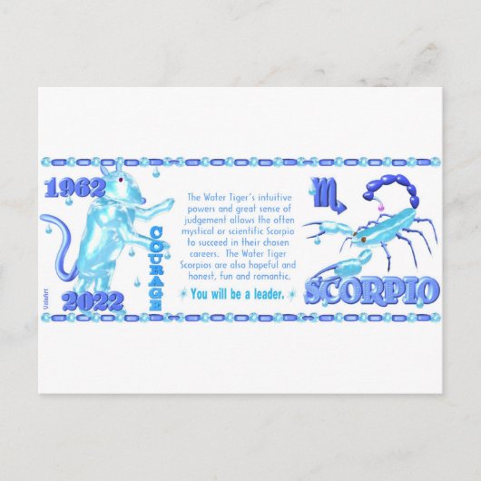 ValxArt Zodiac Water tiger geboren Scorpio 1962 20 Briefkaart (Voorkant)
