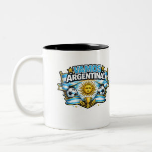 Vamos Argentina Patriottisch Voetbaldesign   Argen Tweekleurige Koffiemok