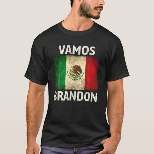 Vamos Brandon Let's Go Brandon  Mexicaanse vlag T-shirt (Voorkant)