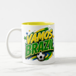 VAMOS BRAZIL Voetbal Fan Mok Braziliaans