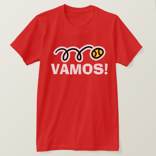 Vamos! Rood tennis t shirt voor mannen (Design voorkant)