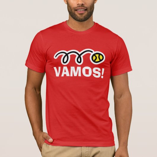 Vamos! Rood tennis t shirt voor mannen (Voorkant)
