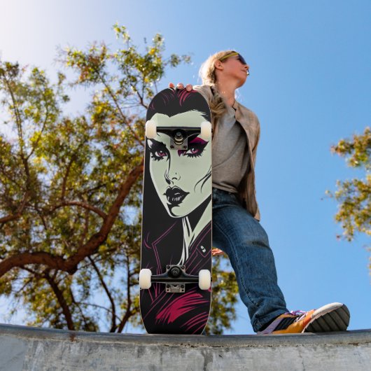 Vamp Girl Retro Skateboard - Bold Film-Noir Style (Buiten 1)
