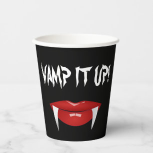 "VAMP HET OP!" Vampire Fangs Halloween Papieren Bekers