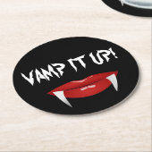 "VAMP HET OP!" Vampire Fangs Halloween Ronde Kartonnen Onderzetter (Gebogen)