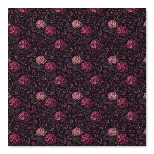 Vamp Romantische Roze Hortensia Gotische Botanisch Behang (Voorkant)
