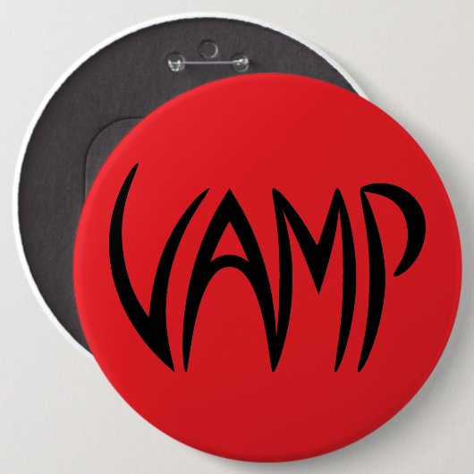 Vamp Text (Red/Black) versie Ronde Button 6,0 Cm (Voorkant /achterkant)