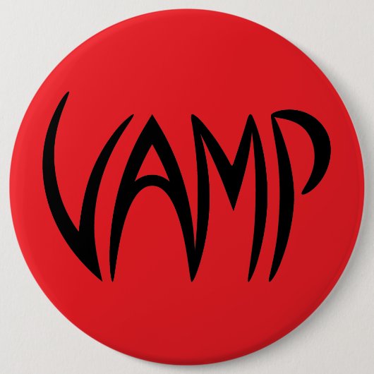 Vamp Text (Red/Black) versie Ronde Button 6,0 Cm (Voorkant)