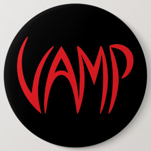 Vamp Text (zwart/rood) versie Ronde Button 6,0 Cm
