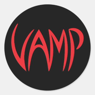 Vamp Text (zwart/rood) versie Ronde Sticker