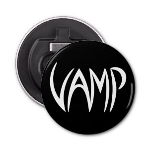 Vamp Text (zwart/wit) Versie Button Flesopener