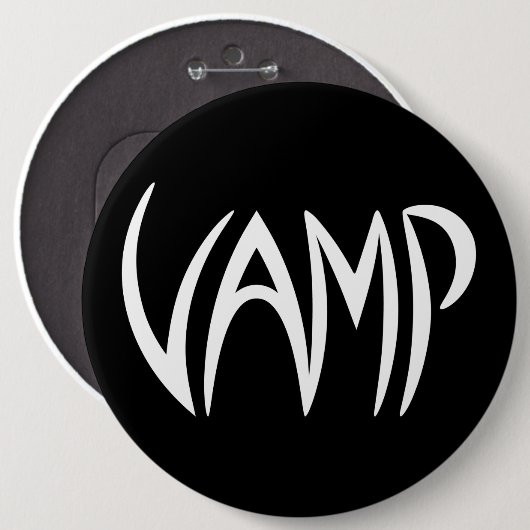 Vamp Text (zwart/wit) Versie Ronde Button 6,0 Cm (Voorkant /achterkant)