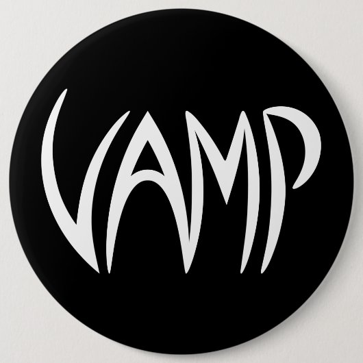 Vamp Text (zwart/wit) Versie Ronde Button 6,0 Cm (Voorkant)