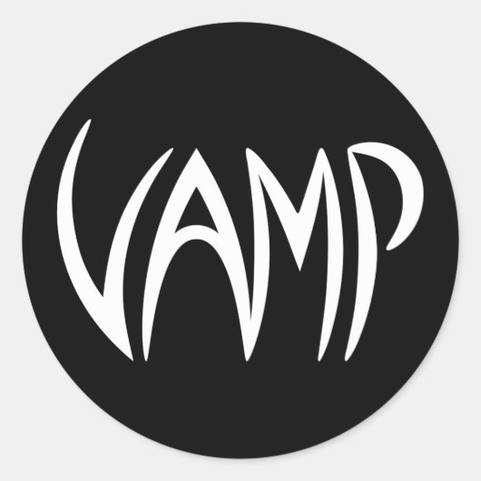 Vamp Text (zwart/wit) Versie Ronde Sticker (Voorkant)