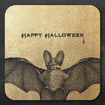 Vampier Bat Halloween Goud Vierkante Sticker<br><div class="desc">vleermuisets op gouden achtergrond</div>