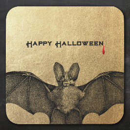 Vampier Bat Halloween Goud Vierkante Sticker