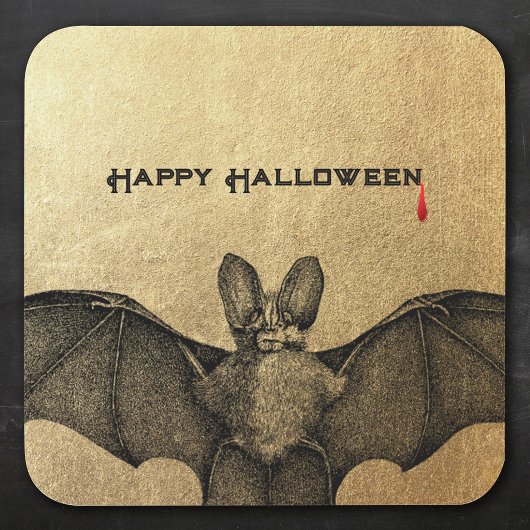 Vampier Bat Halloween Goud Vierkante Sticker